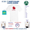 T SHIRT BLANC PUBLICITAIRE COTON HOMME 190 GRS REF 201 H 201 H T SHIRTS BLANCS PUBLICITAIRES PERSONNALISES  5,04 €