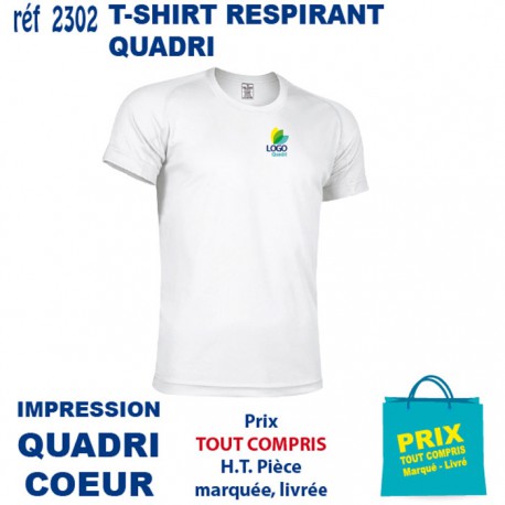 T SHIRT RESPIRANT IMP QUADRI COEUR 2302 CO T SHIRTS BLANCS PUBLICITAIRES PERSONNALISES  4,01 €