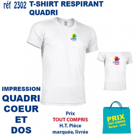 T SHIRT RESPIRANT IMP QUADRI COEUR ET DOS