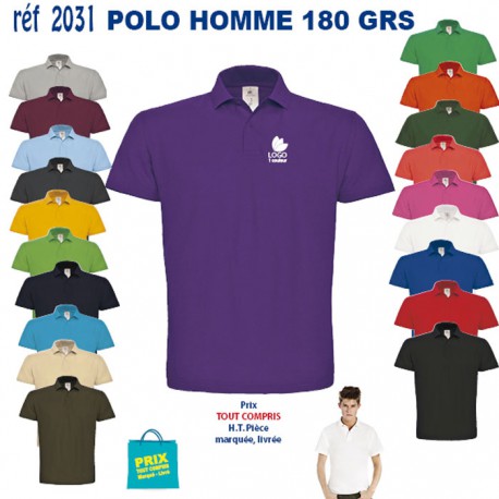 POLO HOMME 180 GRS REF 2031 2031 POLOS PUBLICITAIRES PERSONNALISES  6,89 €