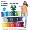 T-SHIRT COULEUR FEMME BLEU CANARD REF 9011 9011 BLEU CANARD T-SHIRT COTON FEMME 150 GRS  2,90 €