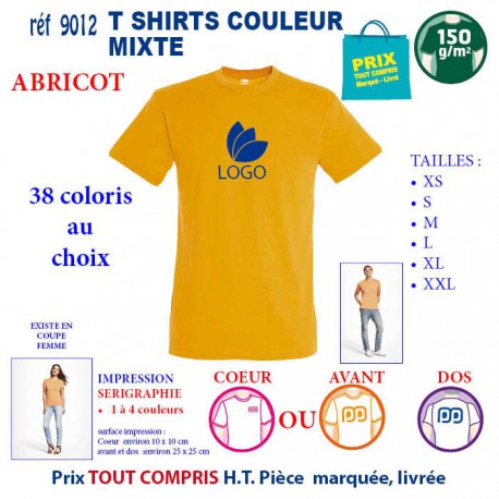 T-SHIRT COULEUR MIXTE ABRICOT REF 9012 9012 ABRICOT T-SHIRT COTON MIXTE 150 GRS  2,90 €