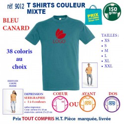 T-SHIRT COULEUR MIXTE BLEU CANARD REF 9012 9012 BLEU CANARD T-SHIRT COTON MIXTE 150 GRS  2,90 €