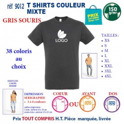 T-SHIRT COULEUR MIXTE GRIS SOURIS REF 9012 9012 GRIS SOURIS T-SHIRT COTON MIXTE 150 GRS  2,90 €