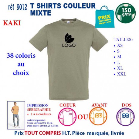 T-SHIRT COULEUR MIXTE KAKI REF 9012 9012 KAKI T-SHIRT COTON MIXTE 150 GRS  2,90 €