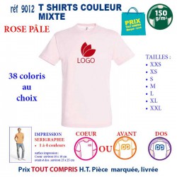 T-SHIRT COULEUR MIXTE ROSE PALE REF 9012 9012 ROSE PALE T-SHIRT COTON MIXTE 150 GRS  2,90 €