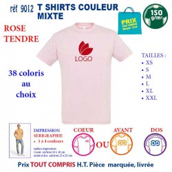 T-SHIRT COULEUR MIXTE ROSE TENDRE REF 9012 9012 ROSE TENDRE T-SHIRT COTON MIXTE 150 GRS  2,90 €