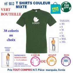 T-SHIRT COULEUR MIXTE VERT BOUTEILLE REF 9012 9012 VERT BOUTEILLE T-SHIRT COTON MIXTE 150 GRS  2,90 €