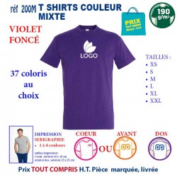 T-SHIRT COULEUR VIOLET FONCE MIXTE 190 G REF 200 M 200 M VIOLET FONCE T-SHIRT MIXTE COTON 190 GRS  3,05 €