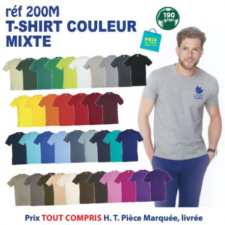 T-SHIRT COULEUR BLEU CARAIBES MIXTE 190 G REF 200 M 200 M BLEU CARAIBES T-SHIRT MIXTE COTON 190 GRS  3,05 €