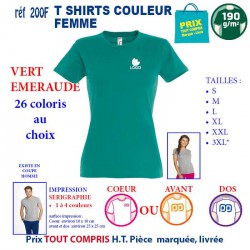 T-SHIRT COULEUR VERT EMERAUDE 190 G REF 200 F 200 F VERT EMERAUDE T-SHIRT FEMME COTON 190 GRS  3,05 €
