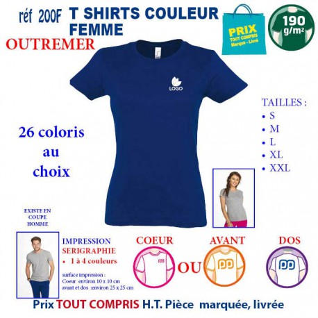 T-SHIRT COULEUR OUTREMER 190 G REF 200 F 200 F OUTREMER T-SHIRT FEMME COTON 190 GRS  3,05 €
