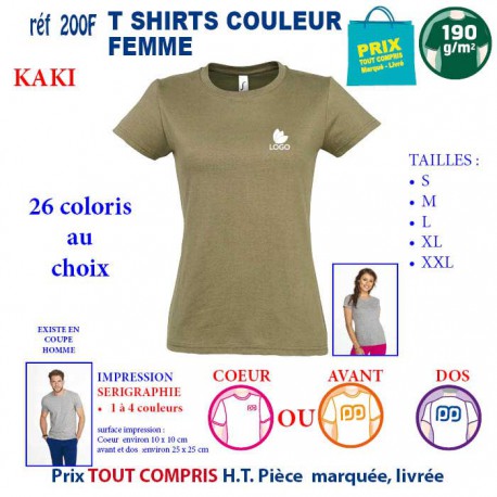 T-SHIRT COULEUR FEMME KAKI 190 G REF 200 F 200 F KAKI T-SHIRT FEMME COTON 190 GRS  3,05 €