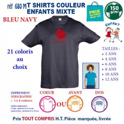 T-SHIRTS COULEUR ENFANT MIXTE BLEU NAVY REF 680 M 680 M BLEU NAVY T-SHIRT MIXTE ENFANTS COTON 150 GRS  4,16 €