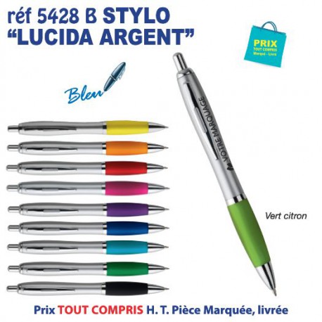 STYLO PUBLICITAIRE LUCIDA ARGENT REF 5428B 5428 B Stylos plastiques  0,70 €