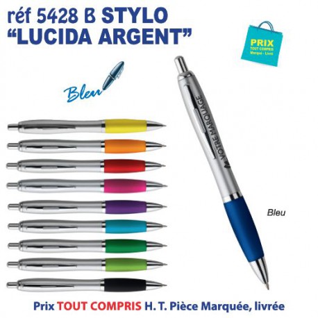 STYLO PUBLICITAIRE LUCIDA ARGENT REF 5428B 5428 B Stylos plastiques  0,70 €