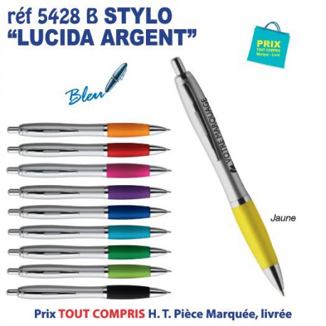 STYLO PUBLICITAIRE LUCIDA ARGENT REF 5428B 5428 B Stylos plastiques  0,70 €