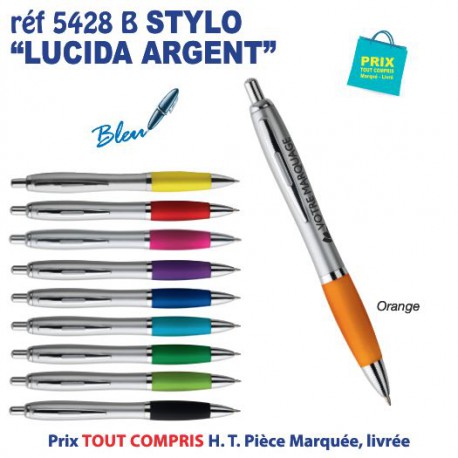 STYLO PUBLICITAIRE LUCIDA ARGENT REF 5428B 5428 B Stylos plastiques  0,70 €