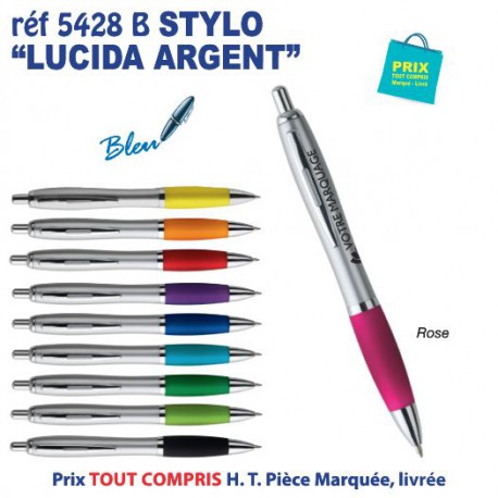 STYLO PUBLICITAIRE LUCIDA ARGENT REF 5428B 5428 B Stylos plastiques  0,70 €