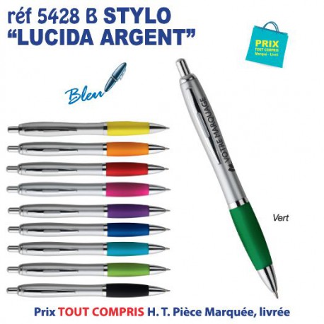 STYLO PUBLICITAIRE LUCIDA ARGENT REF 5428B 5428 B Stylos plastiques  0,70 €