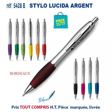 STYLO PUBLICITAIRE LUCIDA ARGENT REF 5428B 5428 B Stylos plastiques  0,70 €
