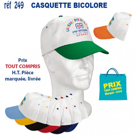 CASQUETTE ADULTE BICOLORE REF 249 249 CASQUETTES ADULTES  1,45 €