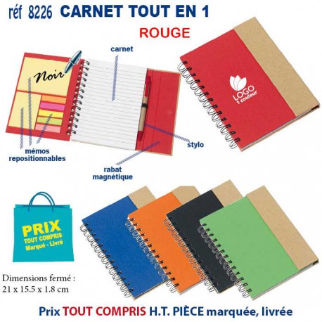 CARNET TOUT EN 1 REF 8226 8226 Carnet personnalisé  4,74 €