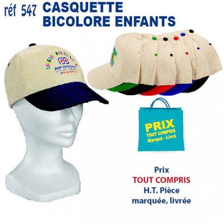 CASQUETTE ENFANT BICOLORE VISIERE PREFORMEE 547 CASQUETTES ENFANTS  1,40 €