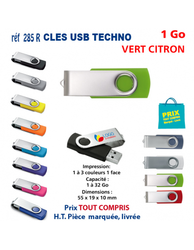 CLES USB REF 285R 1 Go 285R-1Go CLES USB PUBLICITAIRES  3,75 €