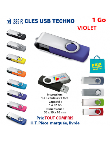 CLES USB REF 285R 1 Go 285R-1Go CLES USB PUBLICITAIRES  3,75 €