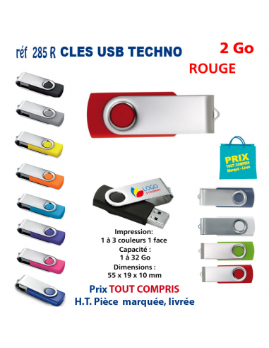 CLES USB REF 285R 2 Go 285R-2Go CLES USB PUBLICITAIRES  3,78 €