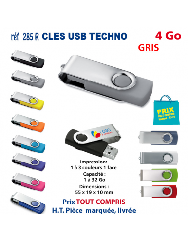 CLES USB REF 285R 4 Go 285R-4Go CLES USB PUBLICITAIRES  3,81 €