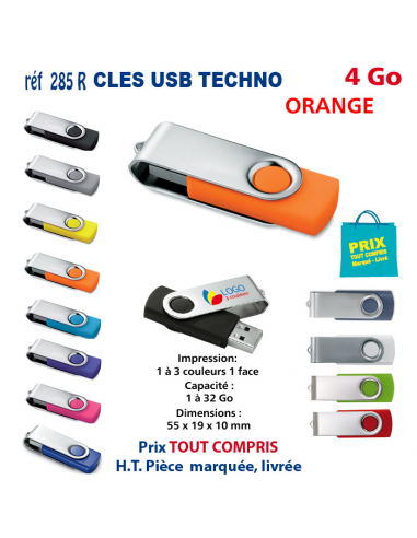 CLES USB REF 285R 4 Go 285R-4Go CLES USB PUBLICITAIRES  3,81 €