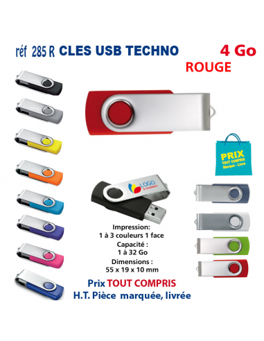 CLES USB REF 285R 4 Go 285R-4Go CLES USB PUBLICITAIRES  3,81 €