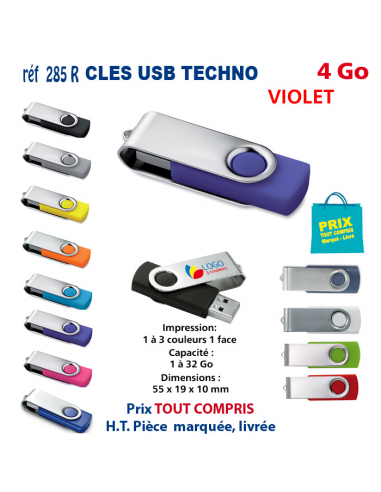 CLES USB REF 285R 4 Go 285R-4Go CLES USB PUBLICITAIRES  3,81 €