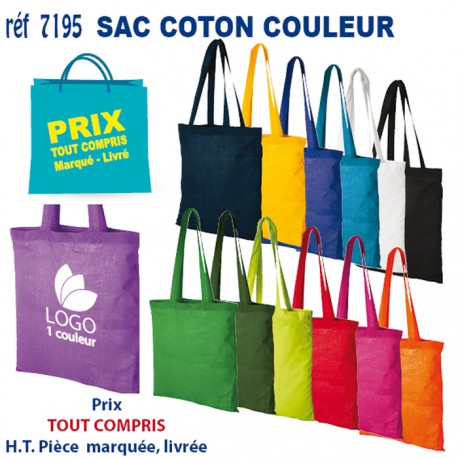 SAC COTON COULEUR REF 7195 7195 SACS SHOPPING - TOTEBAG  2,96 €