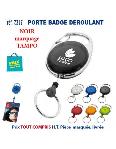 PORTE BADGE DEROULANT REF 7317 7317 lacet tour de cou publicitaire  3,70 €