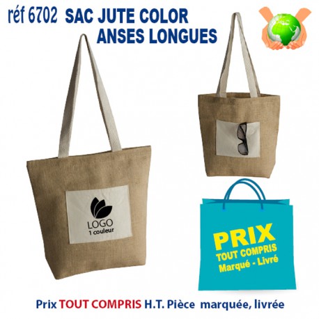 SAC JUTE ANSES LONGUES REF 6702 6702 SACS SHOPPING - TOTEBAG  4,26 €