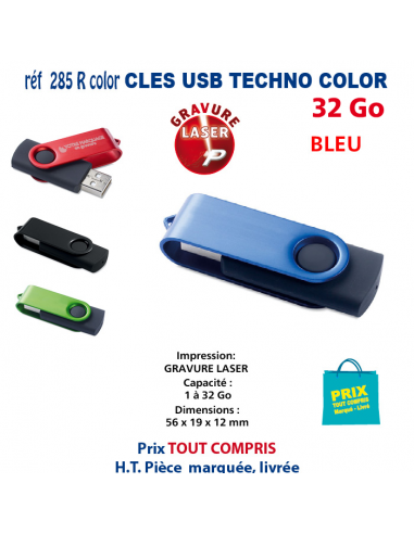 CLES USB REF 285R-COLOR 32 Go 285R-COLOR- 32Go CLES USB PUBLICITAIRES  6,30 €