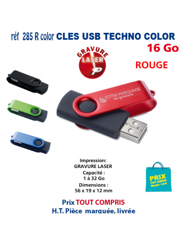 CLES USB REF 285R-COLOR 16 Go 285R-COLOR- 16Go CLES USB PUBLICITAIRES  5,12 €