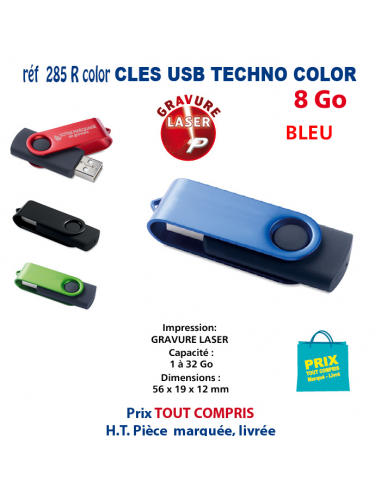 CLES USB REF 285R-COLOR 8 Go 285R-COLOR- 8Go CLES USB PUBLICITAIRES  4,20 €