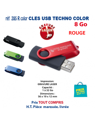 CLES USB REF 285R-COLOR 8 Go 285R-COLOR- 8Go CLES USB PUBLICITAIRES  4,20 €