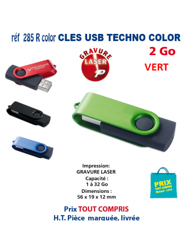 CLES USB REF 285R-COLOR 2 Go 285R-COLOR- 2Go CLES USB PUBLICITAIRES  3,88 €