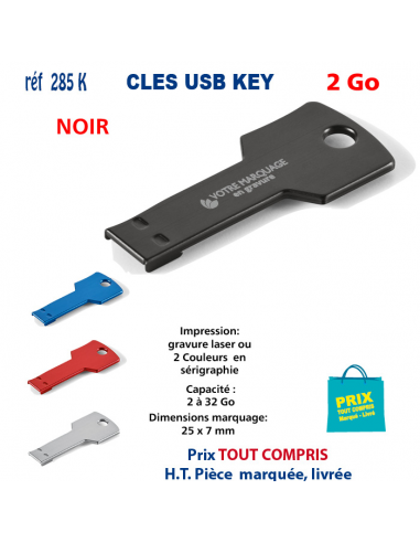 CLES USB REF 285K KEY 2 Go 285 K KEY 2 Go CLES USB PUBLICITAIRES  4,37 €