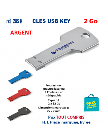 CLES USB REF 285K KEY 2 Go 285 K KEY 2 Go CLES USB PUBLICITAIRES  4,37 €