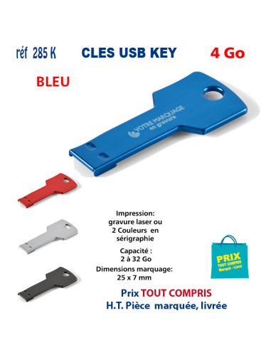 CLES USB REF 285K KEY 4 Go 285 K KEY 4Go CLES USB PUBLICITAIRES  4,51 €