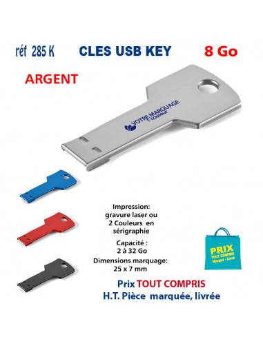 CLES USB REF 285K KEY 8 Go 285 K KEY 8 Go CLES USB PUBLICITAIRES  4,65 €