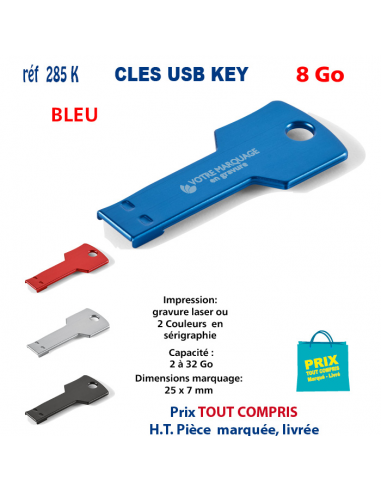 CLES USB REF 285K KEY 8 Go 285 K KEY 8 Go CLES USB PUBLICITAIRES  4,65 €