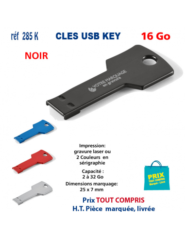 CLES USB REF 285K KEY 16 Go 285 K KEY 16 Go CLES USB PUBLICITAIRES  5,57 €