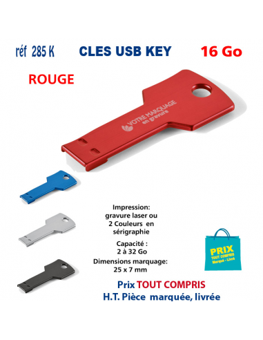 CLES USB REF 285K KEY 16 Go 285 K KEY 16 Go CLES USB PUBLICITAIRES  5,57 €